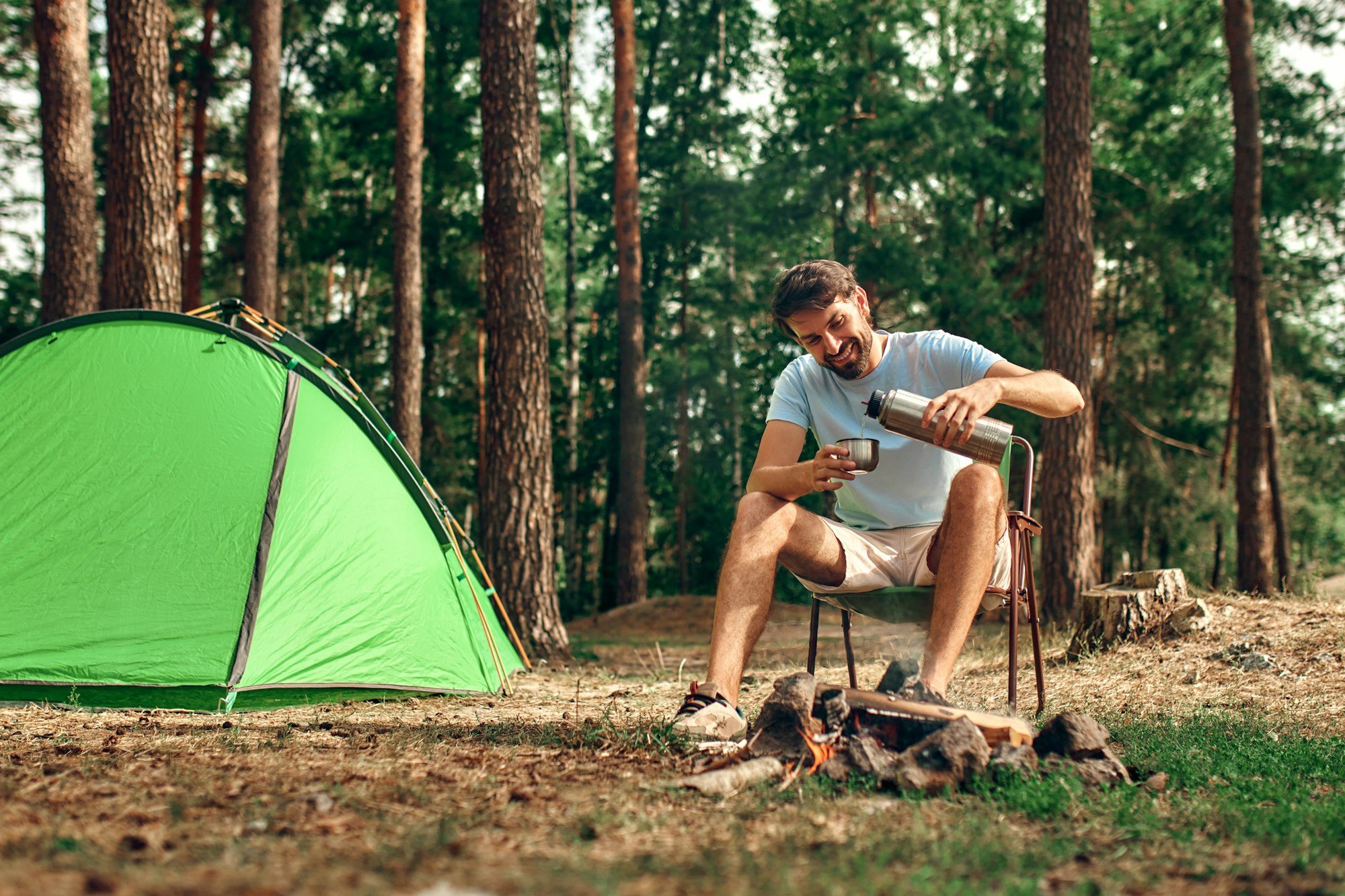 Family on vacation in the forest